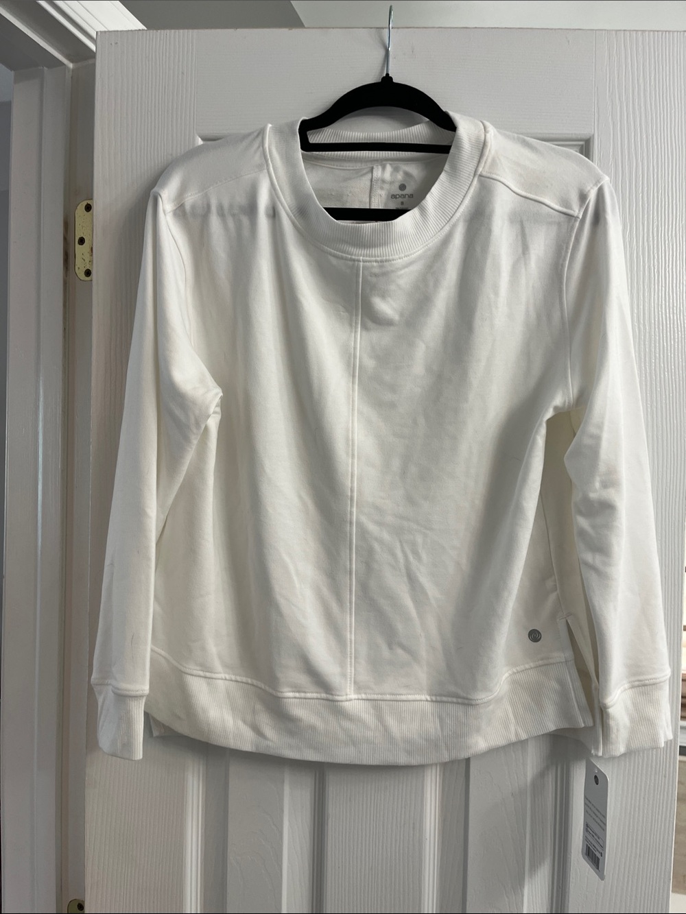 Alana Women’s Crewneck Lightweight Pullover Sweatshirt in White